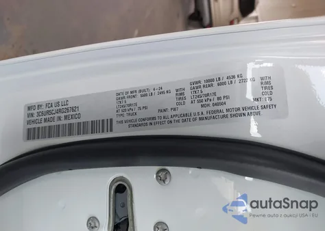 2024 Ram 2500 Tradesman 4X4 6'4 Box z USA, uszkodzony, nr VIN 3C6UR5CJ4RG267621